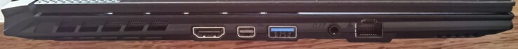 Left: HDMI 2.1, Mini DisplayPort 1.4, USB Type-A 3.2 Gen. 1, combined 3.5 mm audio jack, 2.5 Gb/s LAN
