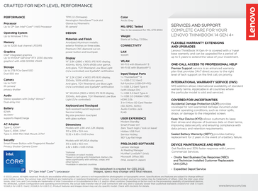 Lenovo ThinkBook 14 G4+ - Specifications. (Image Source: Lenovo)