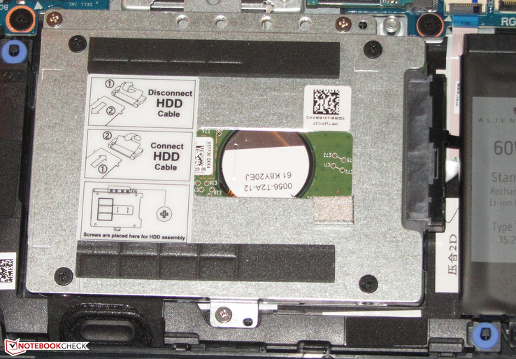 A 2.5-inch hard drive is used to store data.