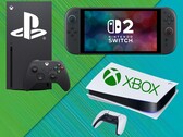 Xbox, PS5, and Switch 2 consoles shown with logos (Image source: Xbox Gaming, Sony PlayStation, Nintendo of America with edits)