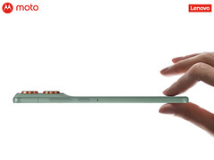 The Moto X70 Air will launch in China in October 2025. Pictured: the teaser photo of the slim phone. (Image source: Lenovo)