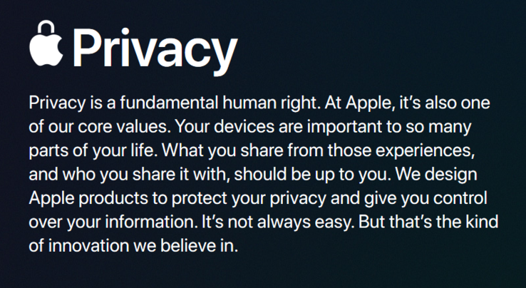 Apple's statement on privacy. (Source: Apple)