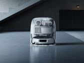 The DJI Romo P (pictured) has transparent windows on the unit and base, plus an extra dispense chamber. (Image source: DJI)