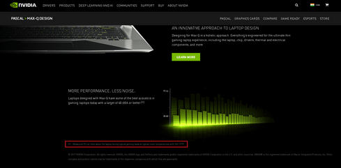 Nvidia does not detail the setup, the notebook power settings, the game, the testing length, or anything else other than the vague "25 cm distance" and "typical gaming load"