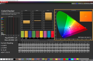 Colors (color mode: Standard, color temperature: Warm, target color space: DCI-P3)