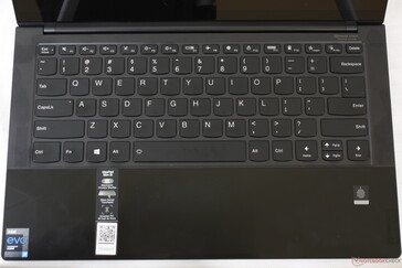 Standard IdeaPad layout with two levels of backlighting. All keys and secondary symbols are illuminated when the light is active