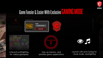 Gaming Mode automatically chooses the best settings for your games. (Image Source: MSI)