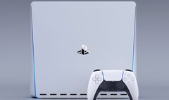 The PlayStation 5 concept design features cooling vents and the PlayStation logo on opposing sides. (Image source: Snoreyn/LetsGoDigital)