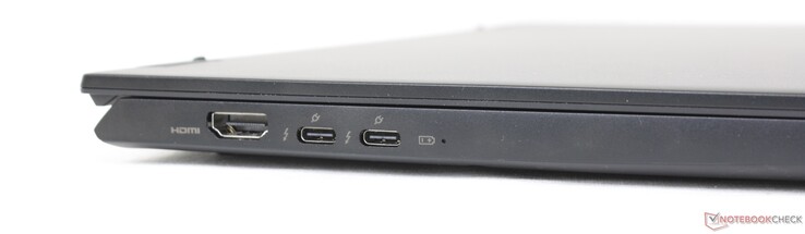 Left: HDMI 2.1, 2x USB-C w/ Thunderbolt 4 + DisplayPort + Power Delivery
