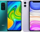 The Redmi Note 9 and Apple iPhone 11 are two of the world's best-selling smartphones. (Image source: Xiaomi/Apple - edited)