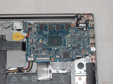 Closeup of mainboard with shielding removed.