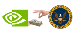 NVIDIA has settled a case with the SEC for US$5.5 million. (Image via NVIDIA and U.S. SEC w/ edits)