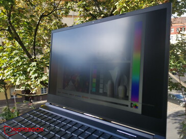 In shade, screen viewed at an angle