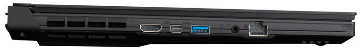 Left side: HDMI 2.1, Mini DisplayPort 1.4, USB 3.2 Gen 1 (Type-A), combo audio, Gigabit Ethernet
