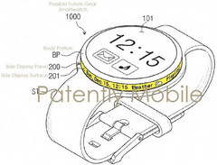 Upcoming Samsung Gear watch with rotary dial display shown in a patent filing