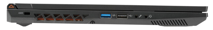 Left: Kensington Security Slot, USB 3.2 Gen 1 (USB-A), USB 2.0 (USB-A), mic-in, combo audio jack
