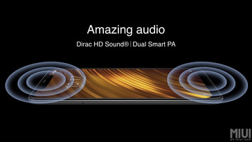 The Poco F1 features Dirac HD audio and stereo speakers. (Source: Xiaomi)