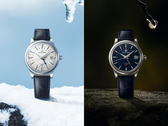 From left to right, the Grand Seiko SBGM255 "Snowdrop" (white dial) and SBGM257 "Moondrop" (navy dial), pictured. (Image source: Grand Seiko)