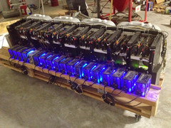 An 18-card Ethereum mining rig pushed to its limits. (Source: Ethereum.org)