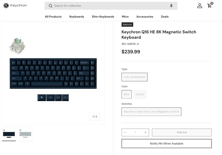 Keychron Q16 HE product page reveals price. (Image source: Keychron)