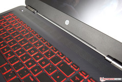 The speaker grilles are above the keyboard.