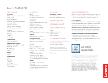 Lenovo ThinkPad P52 Specifications
