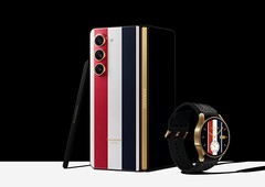 The Galaxy Z Fold5 and Galaxy Watch6 in their Thom Browne Edition liveries. (Image source: Samsung)