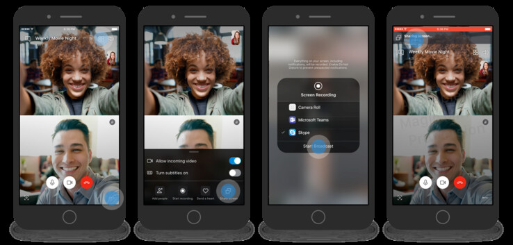 How to share a screen on Skype for iOS. (Source: Skype)