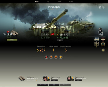 Armored Warfare - the results of a successful top tier PvP battle (Source: Own)