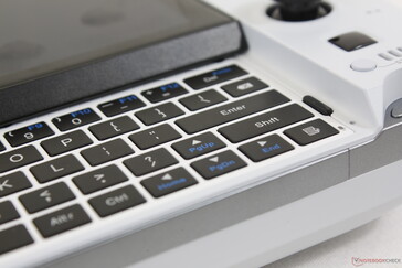 The keyboard keys are almost flush against the deck and so it can be difficult to type quickly. The integrated microphone can be seen on the bottom right