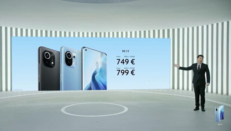 Xiaomi announced the Mi 11 for €749, but it is already €799 in Germany and Italy. (Image source: Xiaomi)