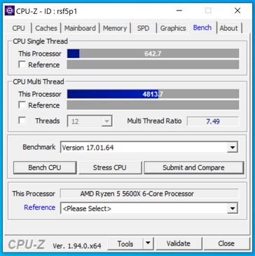 AMD Ryzen 5 5600X CPU-Z single-core test. (Image Source: @GawroskiT on Twitter)