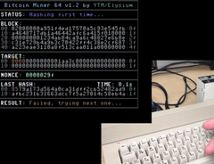 The modder&#039;s C64 mining a test block (Image source: 8 Bit Show And Tell)
