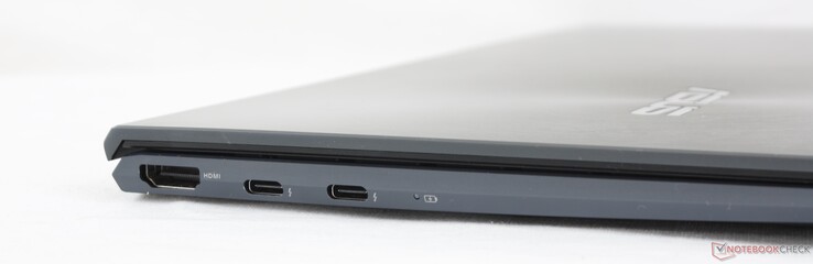 Left: HDMI, 2x USB-C w/ Thunderbolt 4