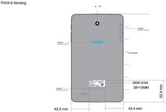 Alcatel Pixi 5 Android tablet back side layout shown on FCC