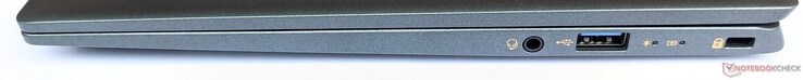 Right side: combined audio port, 1x USB-A 3.2 Gen1, Kensington Lock