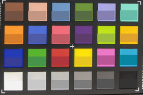 Screenshot of ColorChecker colors. Original colors are displayed in the lower half of each patch