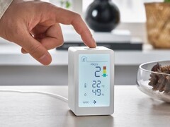 The IKEA VINDSTYRKA smart air quality sensor can be controlled via an app. (Image source: IKEA)