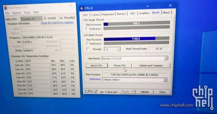 CPU-Z results. (Image source: Chiphell)