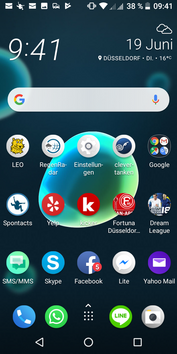 The default launcher has a layout typical of many other Android launchers.