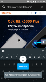 Oukitel K6000 Plus - keyboard size setting