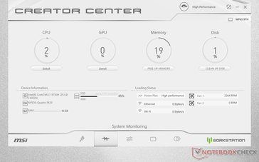 Real-time system monitor. Annoyingly, CPU and GPU temperatures are hidden under the 'Detail' buttons