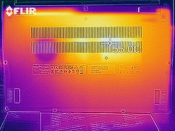 A heat map of the bottom of the device under load