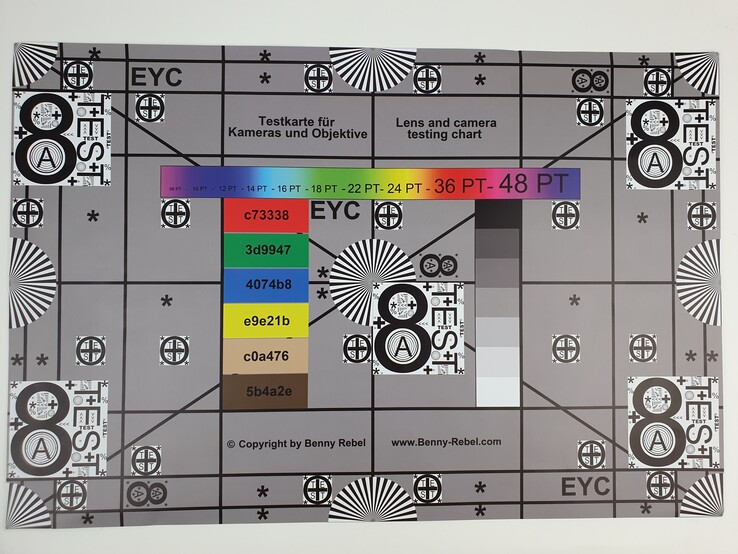 Our test chart photographed with the standard camera
