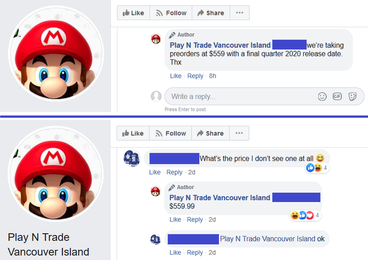 Facebook messages. (Image source: Facebook/Play N Trade Vancouver Island)