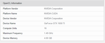 The NVIDIA GeForce GTX 1650 Ti. (Image source: Geekbench)