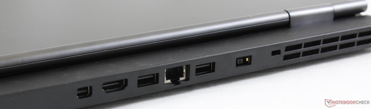 Rear: DisplayPort 1.4, HDMI 2.0, 2x USB 3.1 Gen. 2, Gigabit Ethernet, AC adapter, Kensington Lock