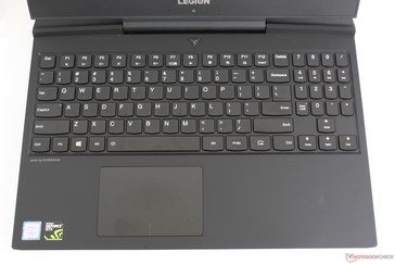 Identical keyboard layout to the Legion Y530 but with a larger clickpad