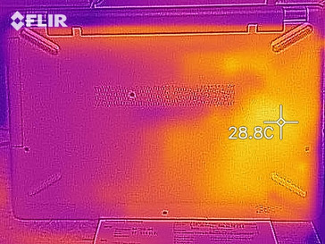 Thermal imaging of the bottom case at idle