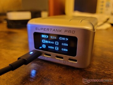 Recharging our Zendure PowerTank Pro at 90 W. The charging slows to 50 W at 70 percent charge and then 27 W at 80 percent charge or higher much like with other Li-ion batteries